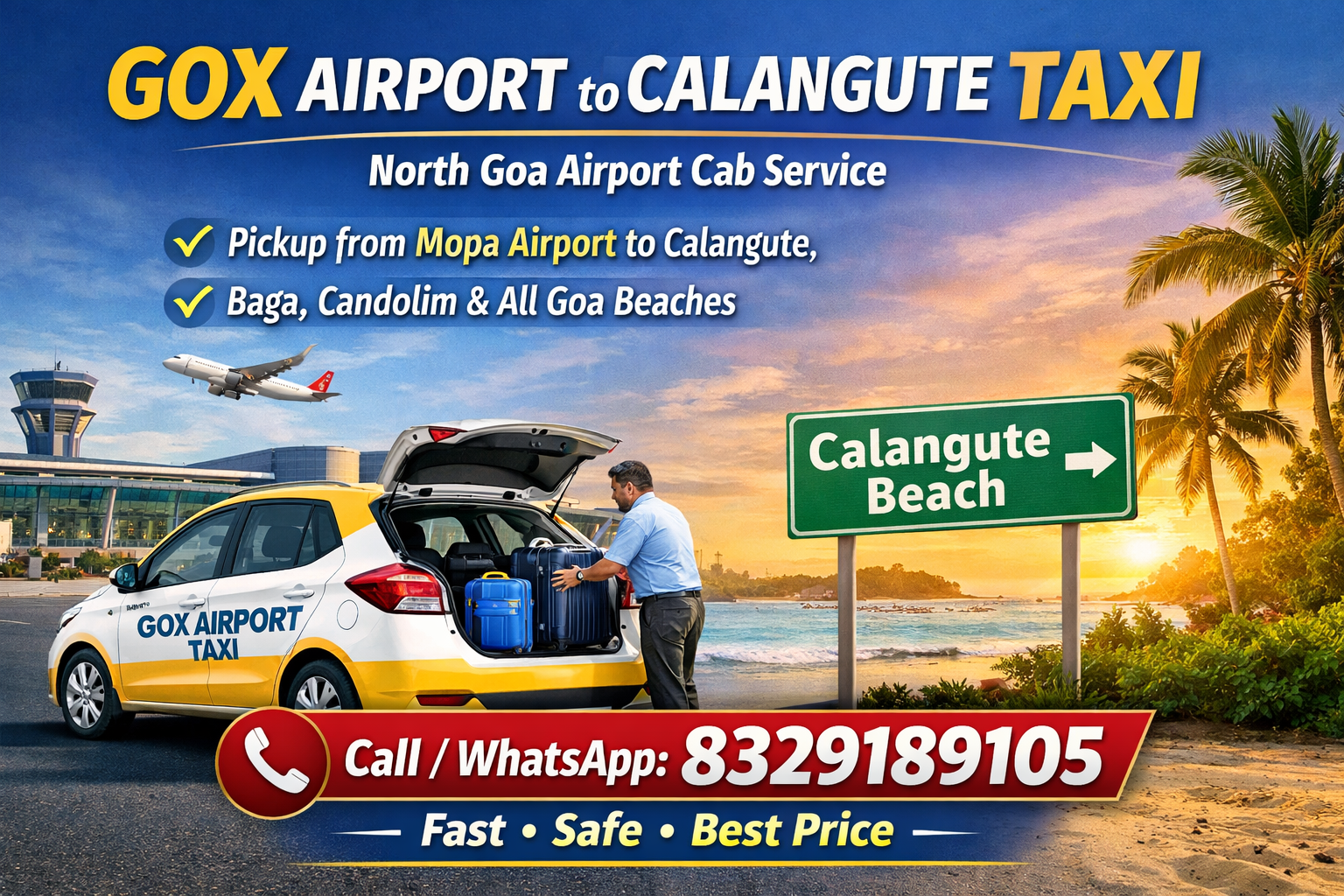 GOX Airport taxi services.North Goa Airport Cab service